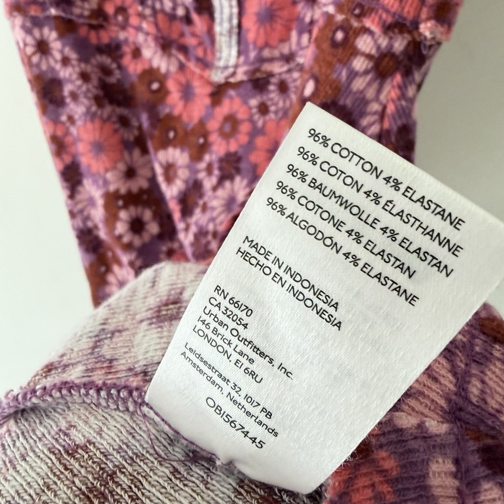 Urban Outfitters Mini Dress L Pink Purple Floral Psychedelic Cotton Fairy Grunge - Picture 5 of 8